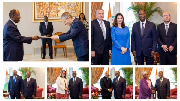 Côte d’Ivoire : six ambassadeurs présentent leurs Lettres de créance au président Alassane Ouattara