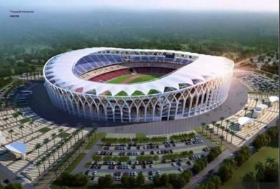Maquette du stade olympique  d'Ebimp&eacute; dans la banlieue abidjanaise 