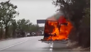 Un camion en feu (Image d&#039;archives à titre d&#039;illustration), DR