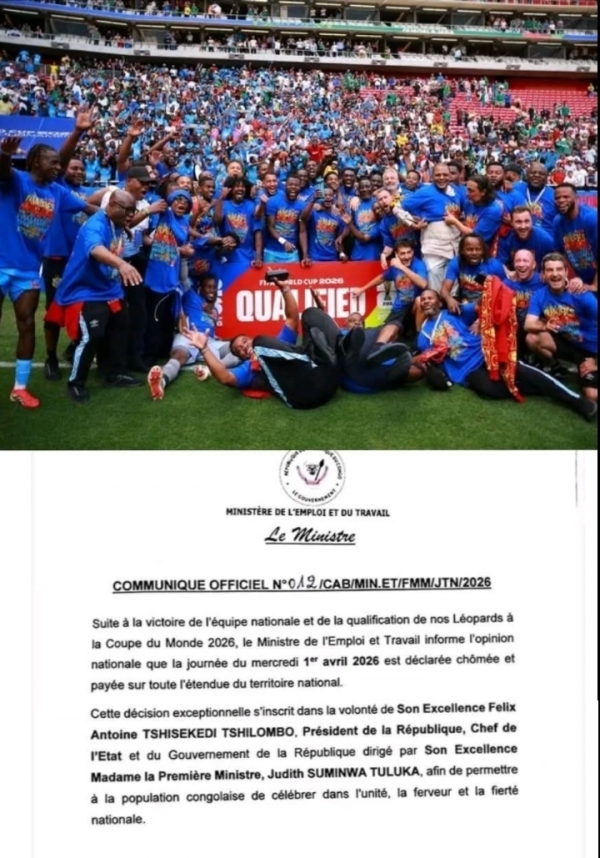 Barrages Mondial 2026 : la RDC retrouve la Coupe du monde, 52 ans apr&egrave;s sa premi&egrave;re participation en 1974