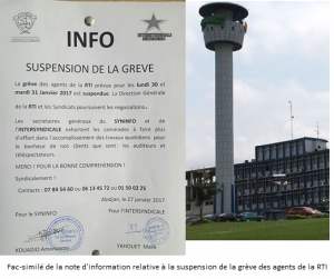 Côte d’Ivoire : suspension du mot d’ordre de grève des agents de la RTI