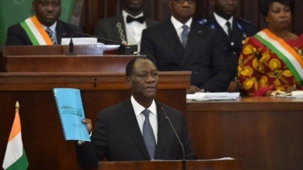 Le président de la République, Alassane Ouattara, lors de son premier passage devant les députés le 5 octobre 2016 (Ph. d&#039;archive)