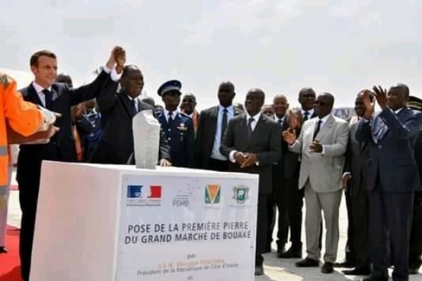 Coopération bilatérale/ Bouaké : Les présidents Ouattara et Macron lancent les travaux du grand marché