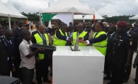 C&eacute;r&eacute;monie de pose de la premi&egrave;re pierre du poste de transformation &eacute;lectrique pour la nouvelle zone industrielle de PK 24