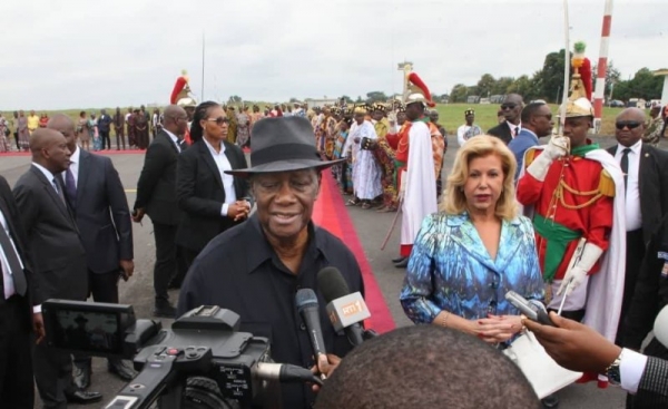 Côte d’Ivoire : arrivée du président Alassane Ouattara à Bouaké pour la célébration du 65ème anniversaire de l’indépendance