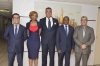 Son excellence Abdelmalek Kettani lors de sa visite au si&egrave;ge du groupe ABI, en compagnie du directeur g&eacute;n&eacute;ral d&rsquo;ABI, M. Habib Kon&eacute;, le directeur g&eacute;n&eacute;ral adjoint, M. Mohamed Affane, son conseiller M. Ayoub Dachchour et la directrice de la communication, Mme Mariam Ciss&eacute;
