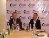 Jean-Michel Aulas (&agrave; gauche), lors de la conf&eacute;rence de presse avec le DG du Groupe, Patrick Bertrand (&agrave; droite)/Ph AIP