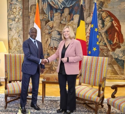 Le président de l’Assemblée nationale Adama Bictogo s&#039;entretient avec la présidente du Parlement de Belgique